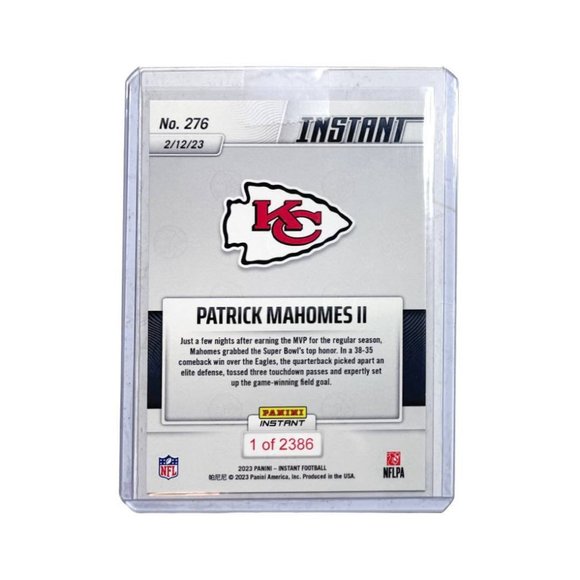 2022 Panini Instant Patrick Mahomes #276 KC Chiefs 2nd Super Bowl MVP 1/… - Picture 4 of 9